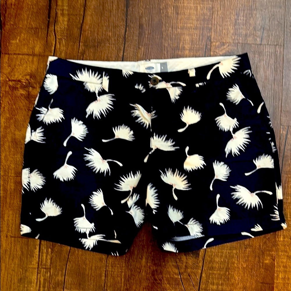 Old Navy Dark Navy and White Bermuda Shorts Tropical Print